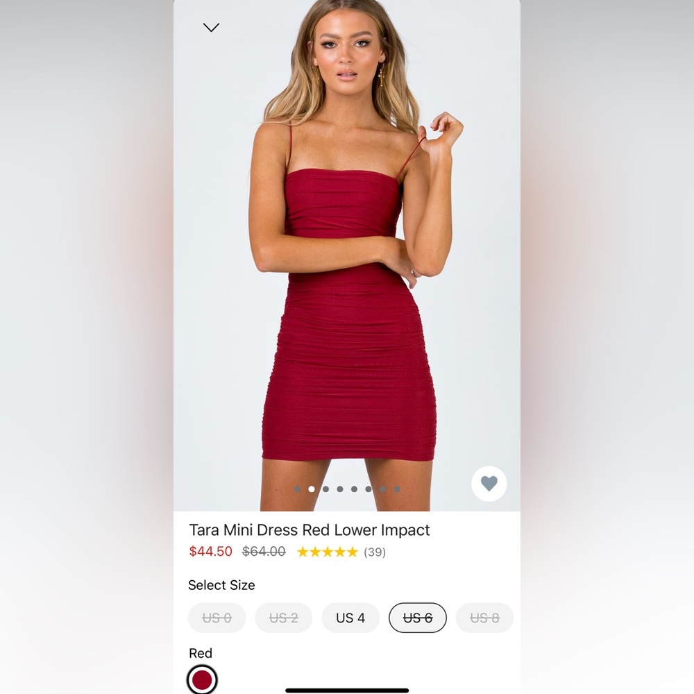 SOLD Princess Polly Tara Mini Dress Red Lower Impact